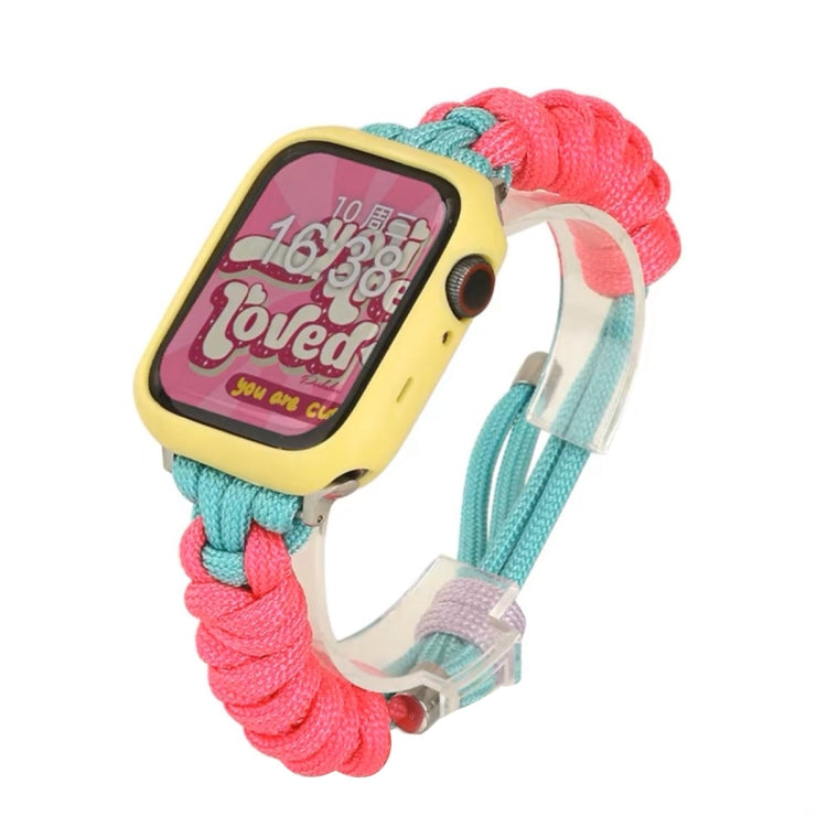 For Apple Watch SE 40mm Twist Knotted Nylon Watch Band(Rose Red Mint Green) - Watch Bands by PMC TechLife | Online Shopping South Africa | PMC TechLife