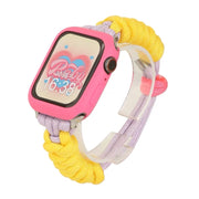 For Apple Watch 42mm Twist Knotted Nylon Watch Band(Yellow Purple)