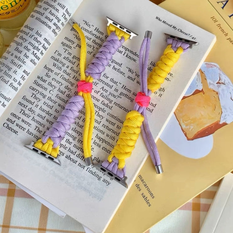 For Apple Watch SE 2022 40mm Twist Knotted Nylon Watch Band(Purple Yellow) - Watch Bands by PMC TechLife | Online Shopping South Africa | PMC TechLife