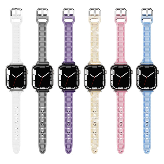 For Apple Watch 38mm Cube Airbag Clear TPU Watch Band(Red)