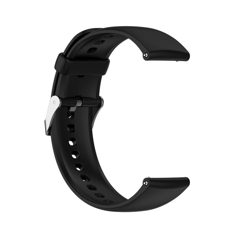For Huawei Watch 4 / Watch 4 Pro Solid Color Silicone Stainless Steel Silver Buckle Watch Band(Black)