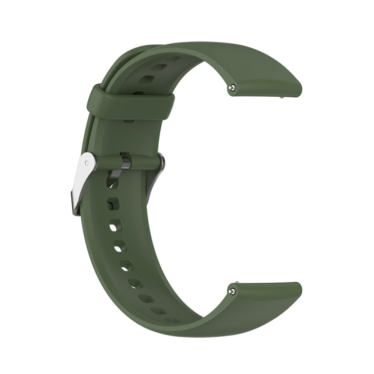 For Huawei Watch 4 / Watch 4 Pro Solid Color Silicone Stainless Steel Silver Buckle Watch Band(Dark Green) - Watch Bands by PMC TechLife | Online Shopping South Africa | PMC TechLife