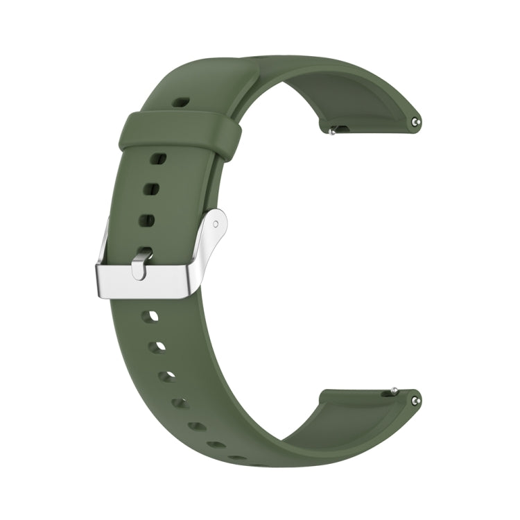 For Huawei Watch 4 / Watch 4 Pro Solid Color Silicone Stainless Steel Silver Buckle Watch Band(Dark Green) - Watch Bands by PMC TechLife | Online Shopping South Africa | PMC TechLife