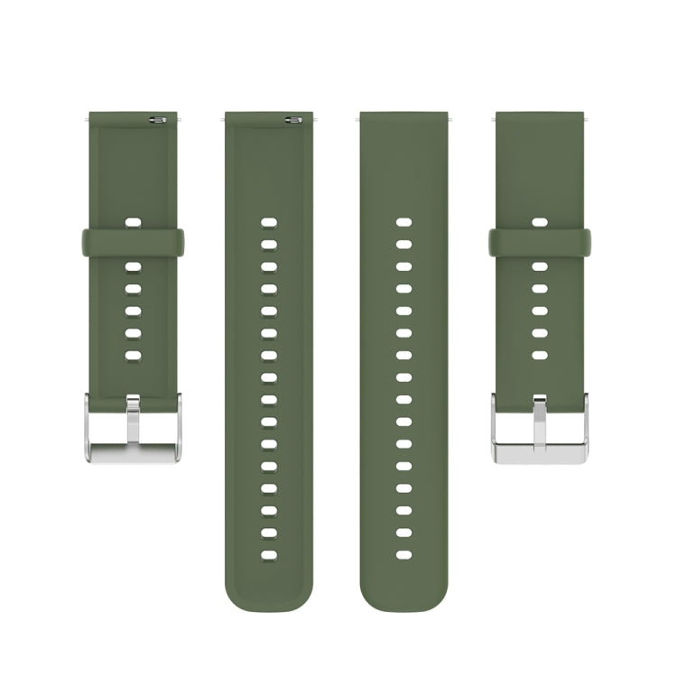 For Huawei Watch 4 / Watch 4 Pro Solid Color Silicone Stainless Steel Silver Buckle Watch Band(Dark Green)