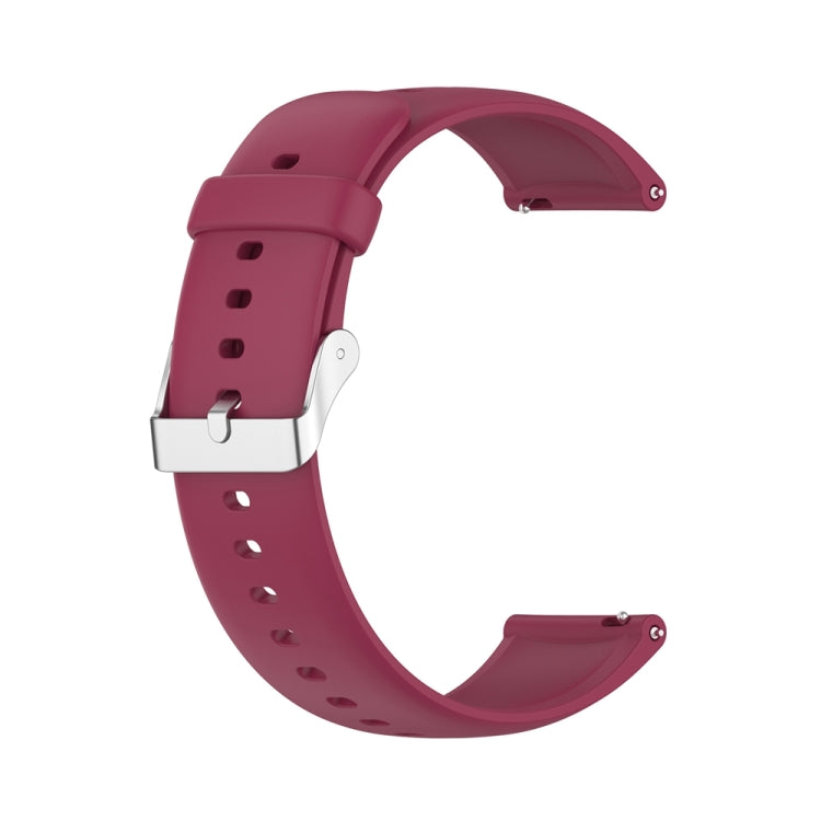 For Huawei Watch 4 / Watch 4 Pro Solid Color Silicone Stainless Steel Silver Buckle Watch Band(Wine Red)