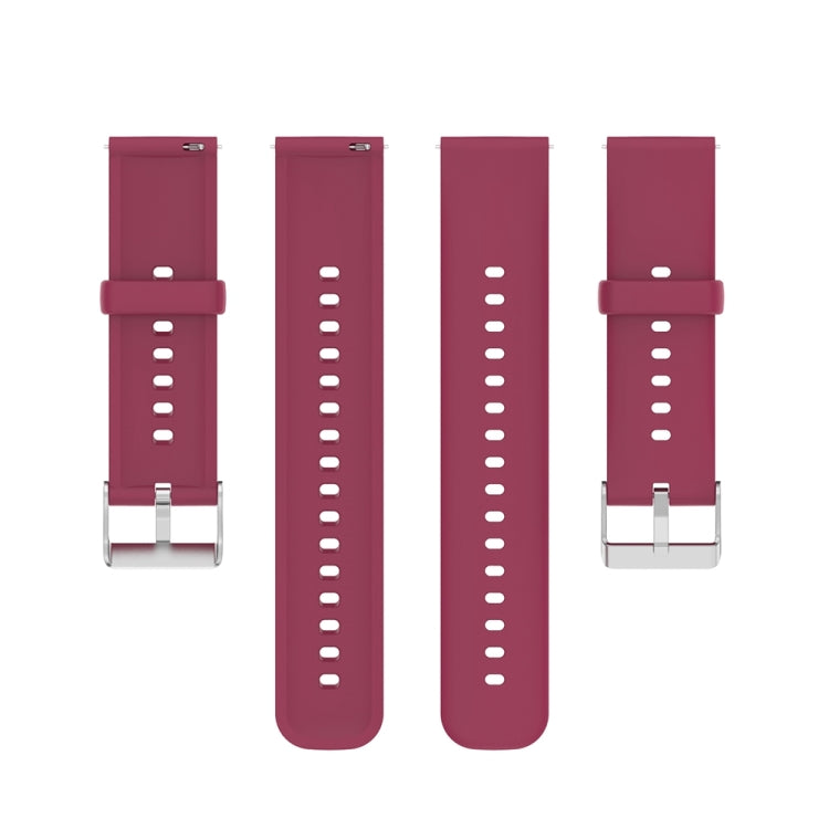 For Huawei Watch 4 / Watch 4 Pro Solid Color Silicone Stainless Steel Silver Buckle Watch Band(Wine Red)
