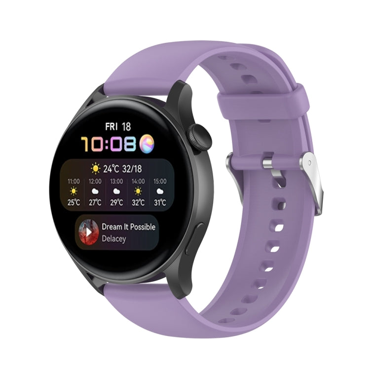 For Huawei Watch 4 / Watch 4 Pro Solid Color Silicone Stainless Steel Silver Buckle Watch Band(Light Purple) - Watch Bands by PMC TechLife | Online Shopping South Africa | PMC TechLife