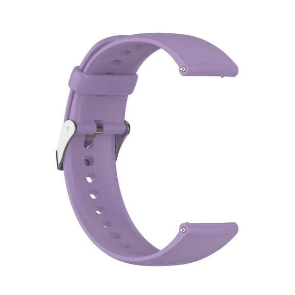 For Huawei Watch 4 / Watch 4 Pro Solid Color Silicone Stainless Steel Silver Buckle Watch Band(Light Purple)