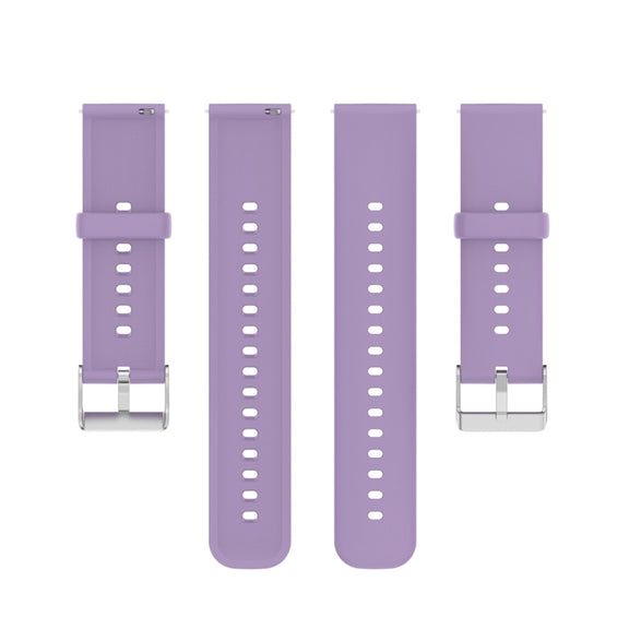 For Huawei Watch 4 / Watch 4 Pro Solid Color Silicone Stainless Steel Silver Buckle Watch Band(Light Purple)