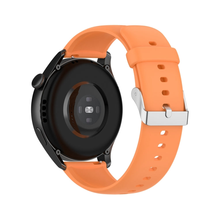 For Huawei Watch 4 / Watch 4 Pro Solid Color Silicone Stainless Steel Silver Buckle Watch Band(Orange) - Watch Bands by PMC TechLife | Online Shopping South Africa | PMC TechLife