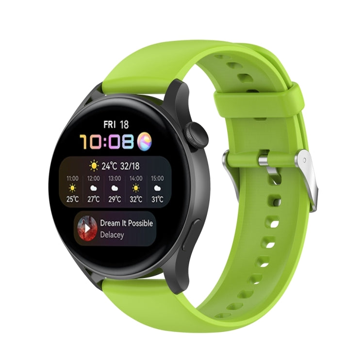 For Huawei Watch 4 / Watch 4 Pro Solid Color Silicone Stainless Steel Silver Buckle Watch Band(Lime Green)