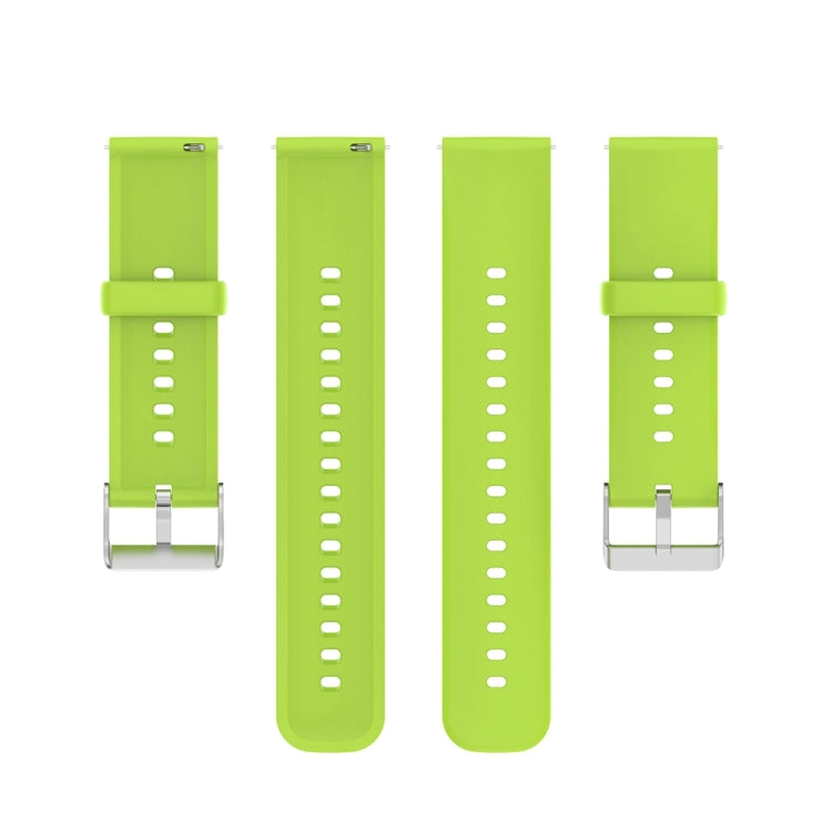 For Huawei Watch 4 / Watch 4 Pro Solid Color Silicone Stainless Steel Silver Buckle Watch Band(Lime Green)