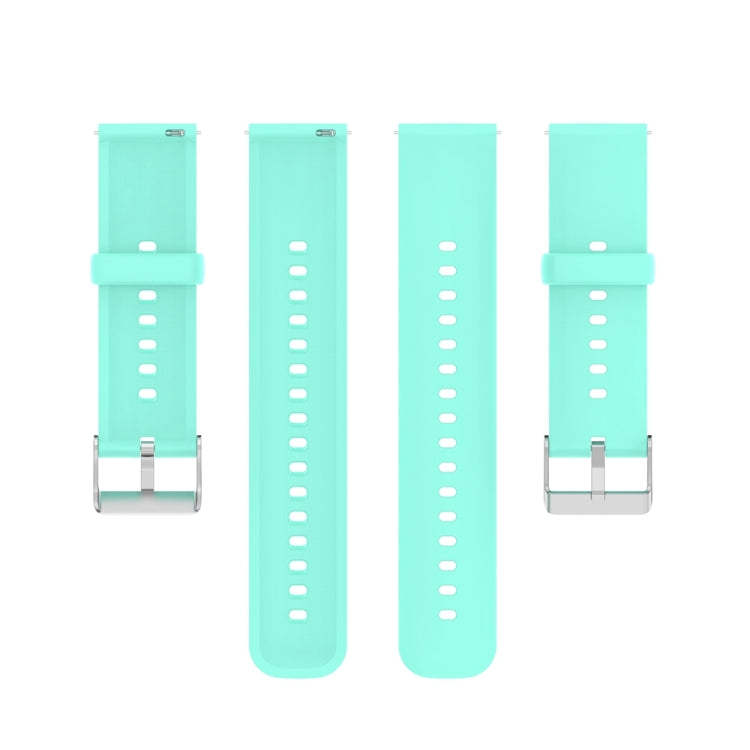 For Huawei Watch 4 / Watch 4 Pro Solid Color Silicone Stainless Steel Silver Buckle Watch Band(Teal)