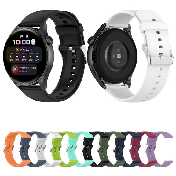 For Huawei Watch 4 / Watch 4 Pro Solid Color Silicone Stainless Steel Silver Buckle Watch Band(Orange)