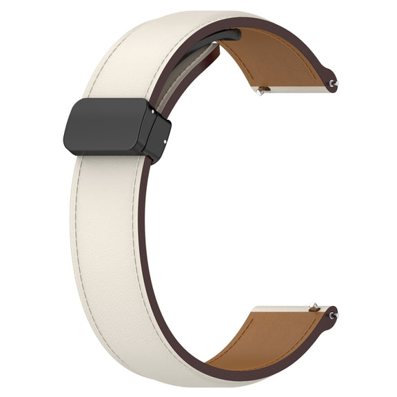 For Huawei Watch 4 / Watch 4 Pro Folding Buckle Genuine Leather Watch Band(Creamy White)