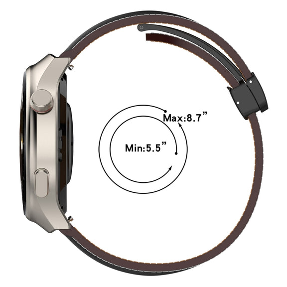 For Huawei Watch 4 / Watch 4 Pro Folding Buckle Genuine Leather Watch Band(Black)