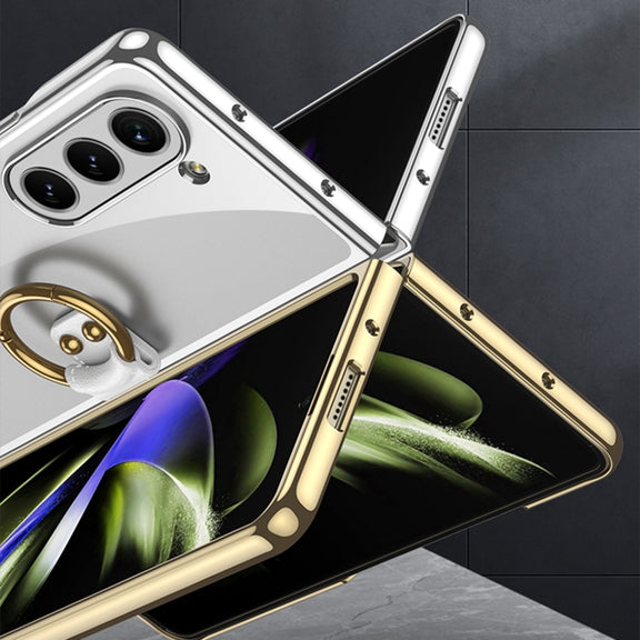 For Samsung Galaxy Z Fold5 GKK Electroplating Phone Case with Ring(Black)