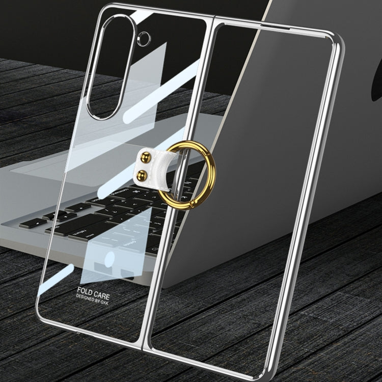 For Samsung Galaxy Z Fold5 GKK Electroplating Phone Case with Ring(Silver)