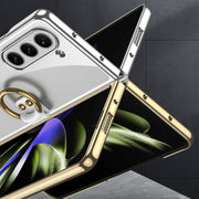 For Samsung Galaxy Z Fold5 GKK Electroplating Phone Case with Ring(Silver)