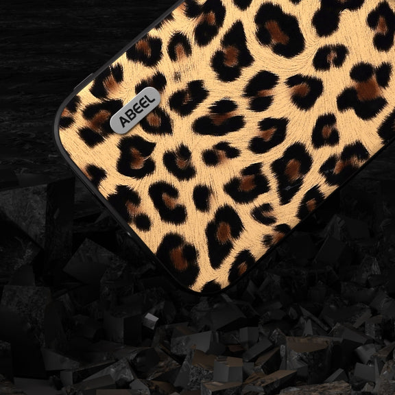 For iPhone 15 Plus ABEEL Black Edge Leopard Phone Case(Leopard Print)