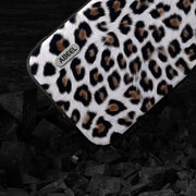 For iPhone 14 Plus ABEEL Black Edge Leopard Phone Case(Silver Leopard)