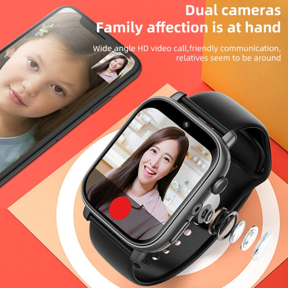 UNIWA X1S 1.9 inch IP67 Water-resistant 4G Android 8.1 Dual Cameras Smart Watch Support Temperature Measurement, Specification:2G+16G(Black)