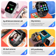 UNIWA X1S 1.9 inch IP67 Water-resistant 4G Android 8.1 Dual Cameras Smart Watch Support Temperature Measurement, Specification:2G+16G(Black)