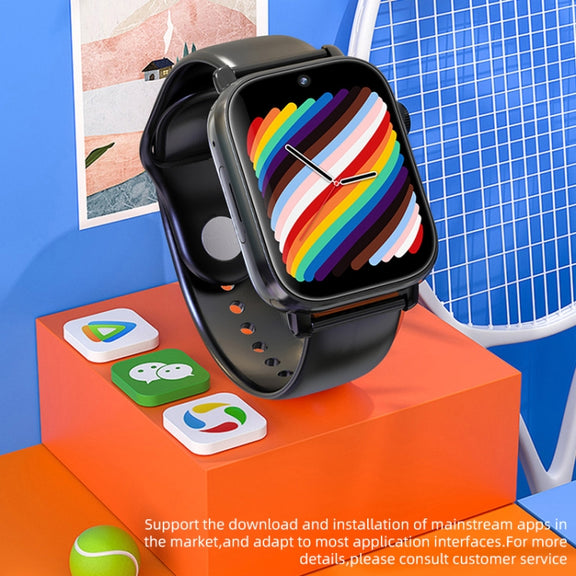 UNIWA X1S 1.9 inch IP67 Water-resistant 4G Android 8.1 Dual Cameras Smart Watch Support Temperature Measurement, Specification:2G+16G(Black)