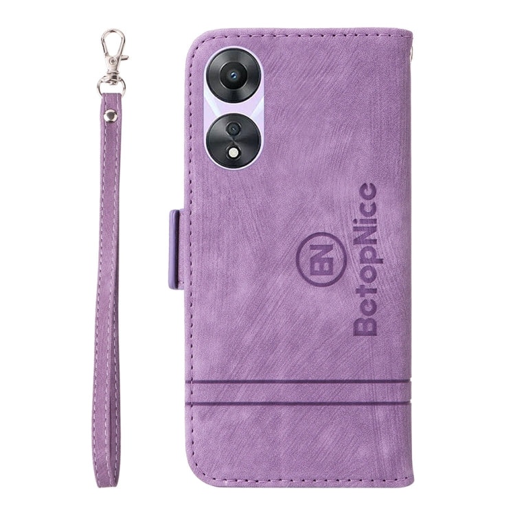 For OPPO A78 5G Global BETOPNICE Dual-side Buckle Leather Phone Case(Purple) - OPPO Cases by BETOPNICE | Online Shopping South Africa | PMC TechLife | Buy Now Pay Later Mobicred