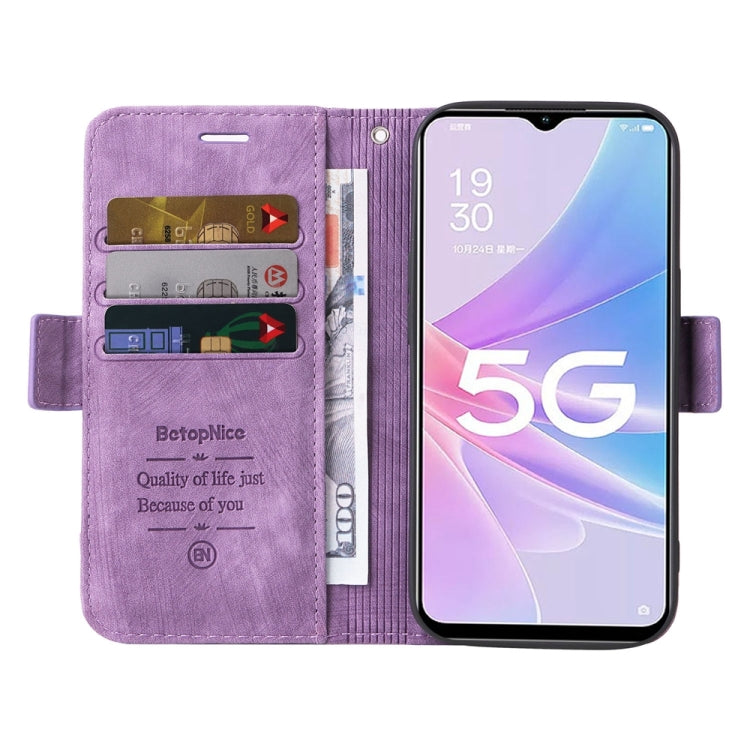 For OPPO A78 5G Global BETOPNICE Dual-side Buckle Leather Phone Case(Purple) - OPPO Cases by BETOPNICE | Online Shopping South Africa | PMC TechLife | Buy Now Pay Later Mobicred