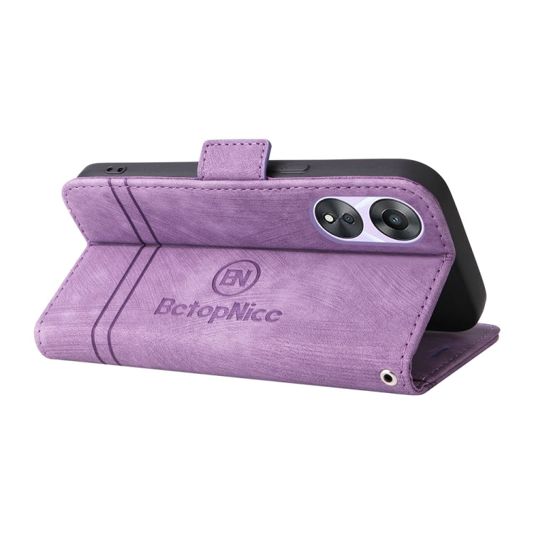 For OPPO A78 5G Global BETOPNICE Dual-side Buckle Leather Phone Case(Purple) - OPPO Cases by BETOPNICE | Online Shopping South Africa | PMC TechLife | Buy Now Pay Later Mobicred