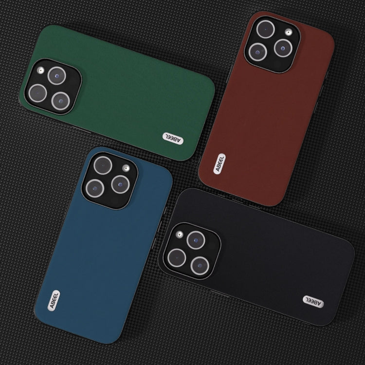 For iPhone 15 Pro ABEEL Genuine Leather Silky Soft Black Edge Phone Case(Blue) - free shipping - PMC TechLife - Order now!