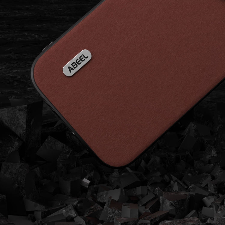 For iPhone 15 ABEEL Genuine Leather Silky Soft Black Edge Phone Case(Coffee) - free shipping - PMC TechLife - Order now!