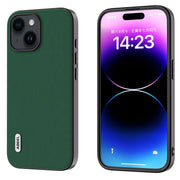 For iPhone 14 Plus ABEEL Genuine Leather Silky Soft Black Edge Phone Case(Green)