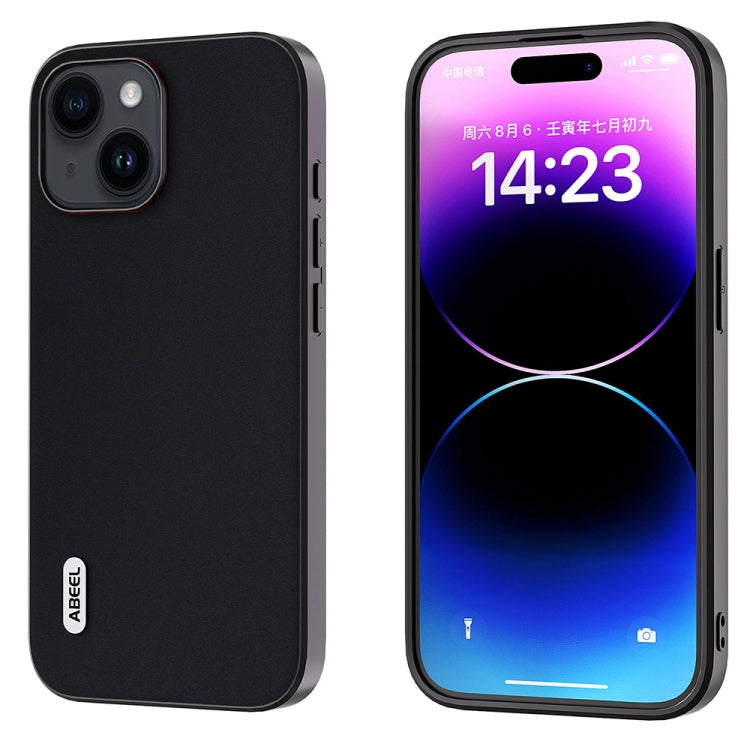 For iPhone 14 ABEEL Genuine Leather Silky Soft Black Edge Phone Case(Black) - free shipping - PMC TechLife - Order now!
