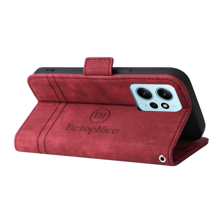 For Xiaomi Redmi Note 12 4G Global BETOPNICE Dual-side Buckle Leather Phone Case(Red) - free shipping - PMC TechLife - Order now!