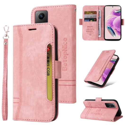 For Xiaomi Redmi Note 12S 4G Global BETOPNICE Dual-side Buckle Leather Phone Case(Pink) - free shipping - PMC Jewellery - Order now!