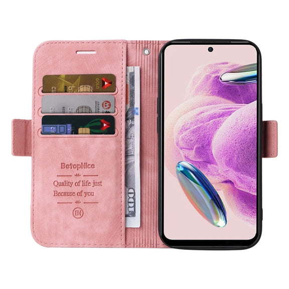 For Xiaomi Redmi Note 12S 4G Global BETOPNICE Dual-side Buckle Leather Phone Case(Pink)