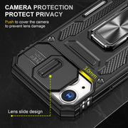 For iPhone 15 Plus Armor PC + TPU Camera Shield Phone Case(Black)