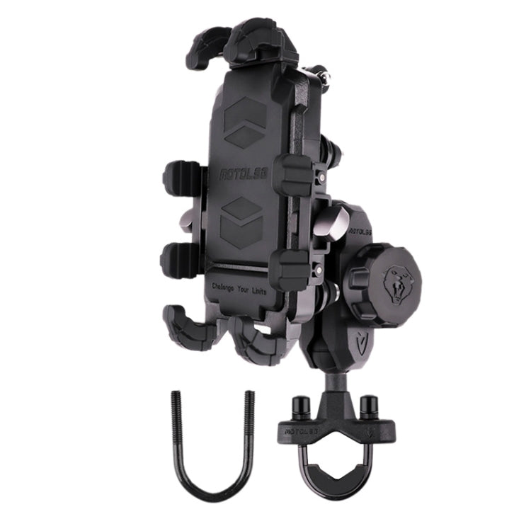 MOTOSLG Crab Motorcycle Phone Clamp Bracket U-Type Headbar Mount with Anti-theft Lock(Black) - free shipping - PMC TechLife - Order now!
