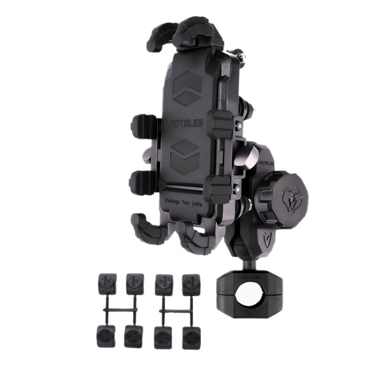 MOTOSLG Crab Motorcycle Phone Clamp Bracket O-Type Rear Mirror Mount with Anti-theft Lock(Black) - Holder by MOTOLSG | Online Shopping South Africa | PMC TechLife | Buy Now Pay Later Mobicred