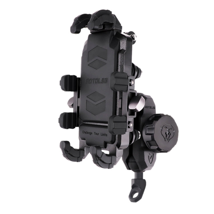 MOTOSLG Crab Motorcycle Phone Clamp Bracket L-Type Rear Mirror Mount with Anti-theft Lock(Black) - free shipping - PMC TechLife - Order now!