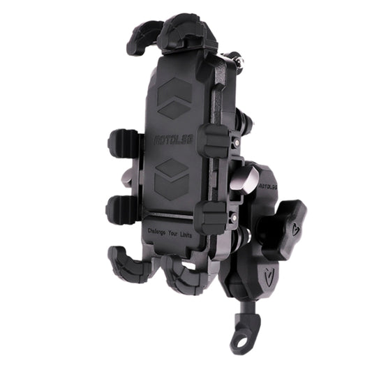 MOTOSLG Crab Motorcycle Phone Clamp Bracket L-Type Rear Mirror Mount(Black) - Holder by MOTOLSG | Online Shopping South Africa | PMC Jewellery | Buy Now Pay Later Mobicred