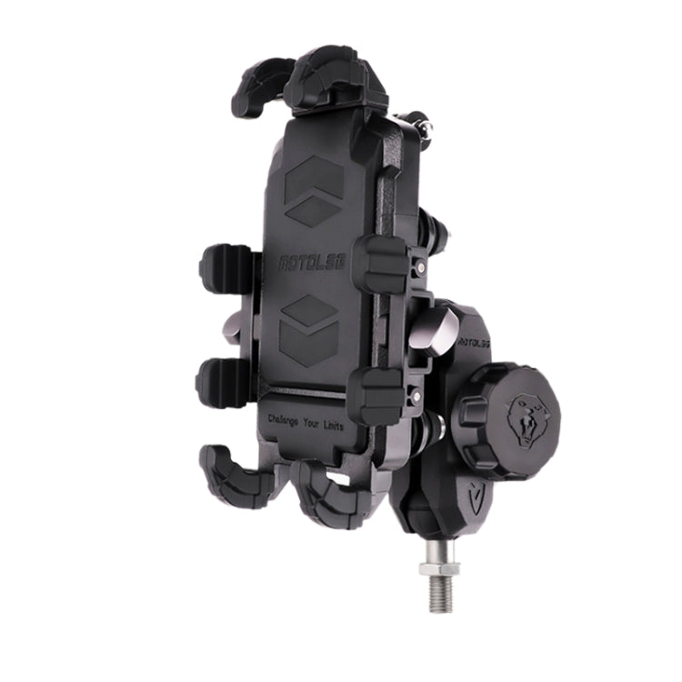 MOTOSLG Crab Motorcycle Phone Clamp Bracket M10 Ballhead Mount with Anti-theft Lock(Black) - Holder by MOTOLSG | Online Shopping South Africa | PMC TechLife | Buy Now Pay Later Mobicred