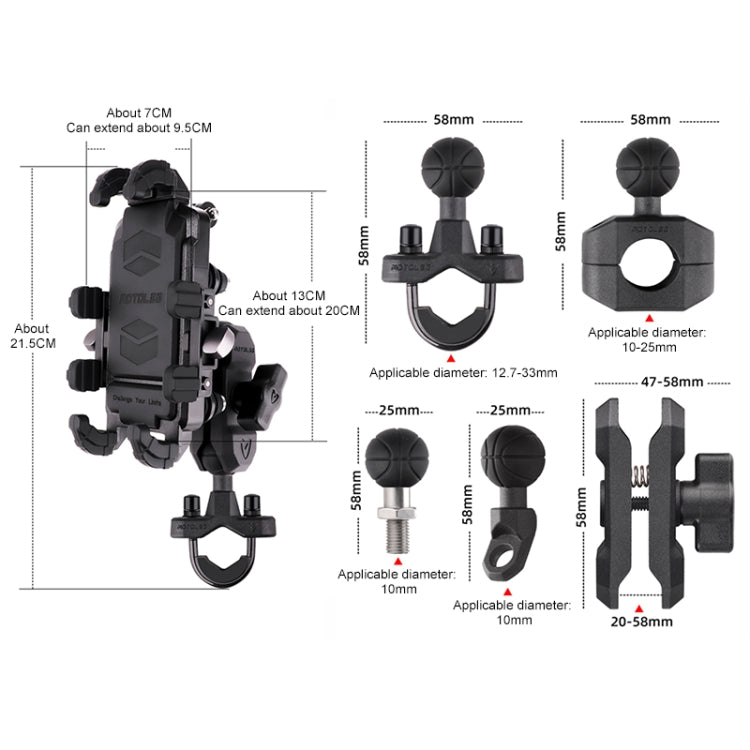 MOTOSLG Crab Motorcycle Phone Clamp Bracket M10 Ballhead Mount with Anti-theft Lock(Black) - Holder by MOTOLSG | Online Shopping South Africa | PMC TechLife | Buy Now Pay Later Mobicred