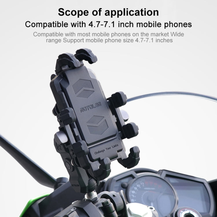 MOTOSLG Crab Motorcycle Phone Clamp Bracket M10 Ballhead Mount with Anti-theft Lock(Black) - Holder by MOTOLSG | Online Shopping South Africa | PMC TechLife | Buy Now Pay Later Mobicred