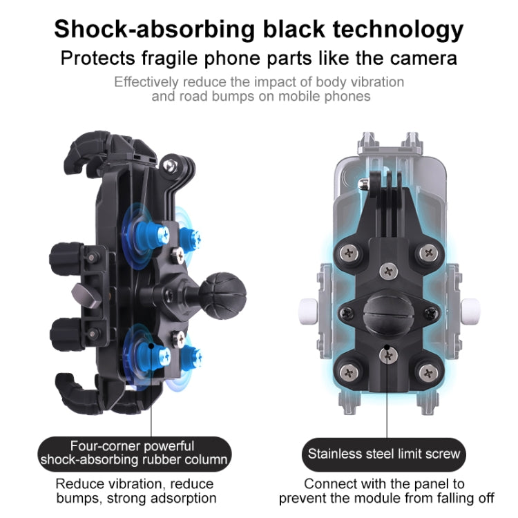 MOTOSLG Crab Motorcycle Phone Clamp Bracket M10 Ballhead Mount(Black) - Holder by MOTOLSG | Online Shopping South Africa | PMC TechLife | Buy Now Pay Later Mobicred