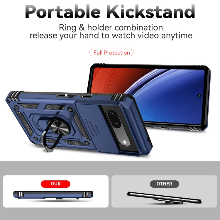 For Google Pixel 7a Sliding Camshield Holder Phone Case(Blue) - Google Cases by PMC TechLife | Online Shopping South Africa | PMC TechLife | Buy Now Pay Later Mobicred