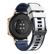 Compatible with Garmin Compatible witherunner 265S / 255S / Venu 2S 18mm Weave Two-Color Silicone Watch Band(White Blue)