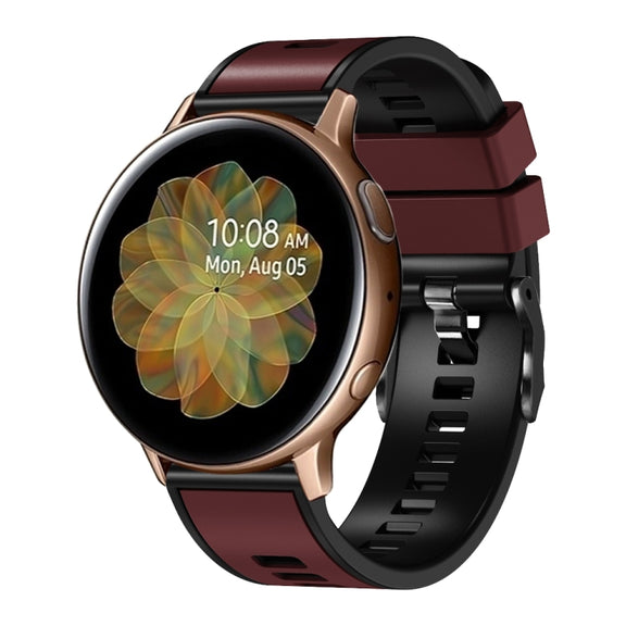 Compatible with Garmin Compatible witherunner 265S / 255S / Venu 2S 18mm Weave Two-Color Silicone Watch Band(Wine Red Black)